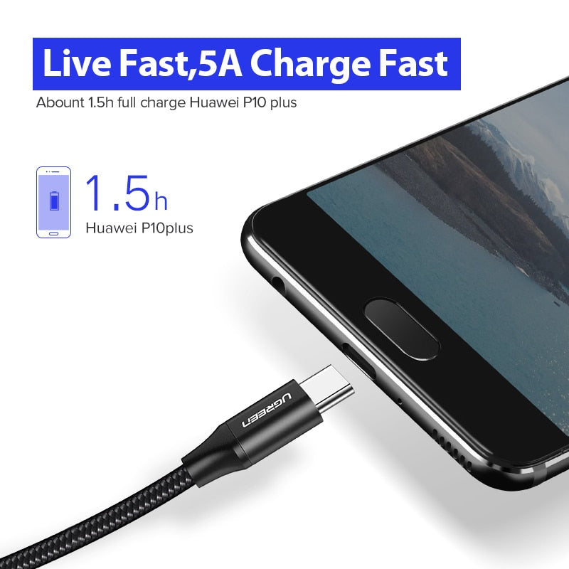 5 A Super Chargeur Type-C Cable téléphone