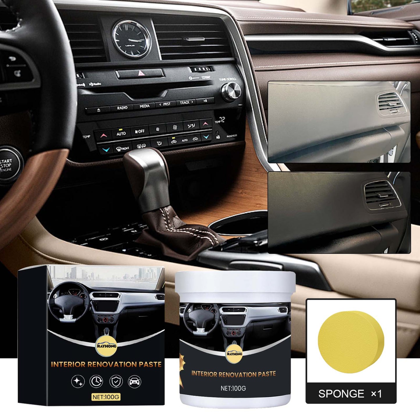 ATRUNMEA™- Pâte de revêtement et nettoyage des sièges auto, du tableau de bord intérieur, entretien anti-poussière, polissage.