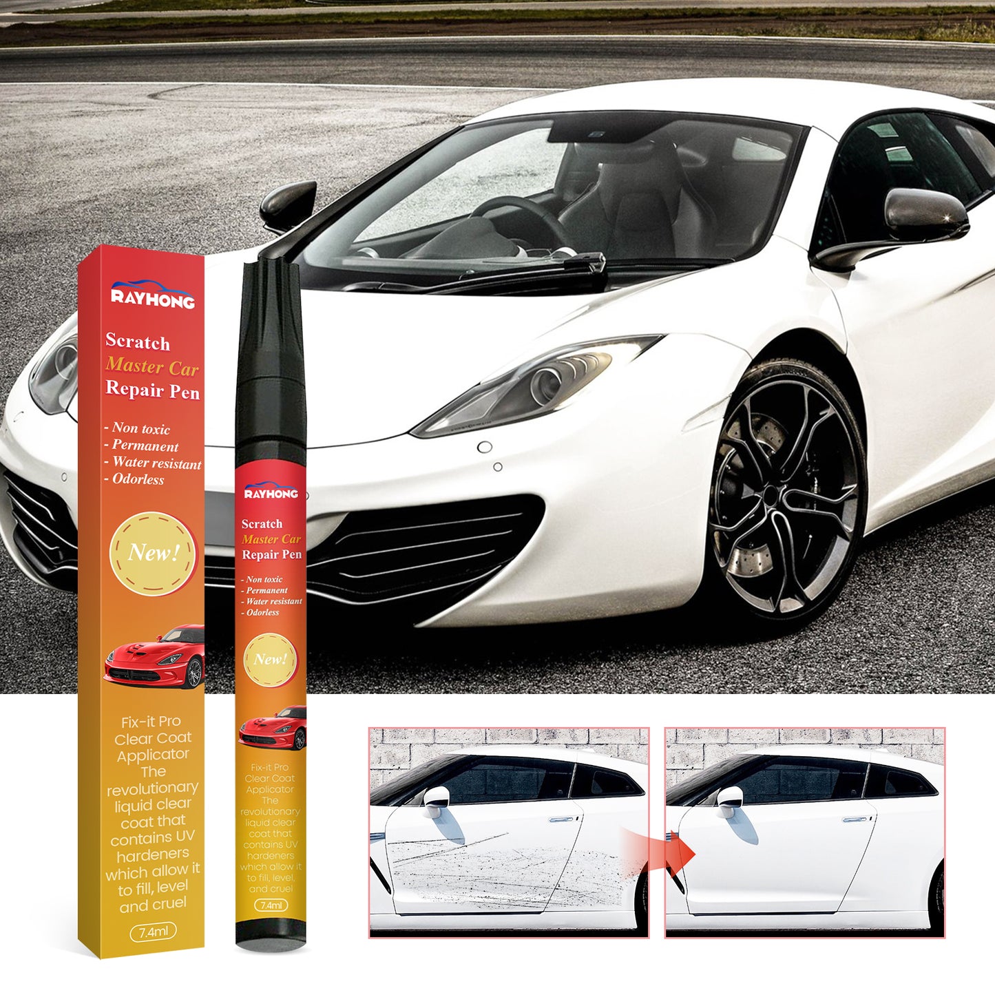 ATRUNMEA™- Stylo de réparation des rayures de voiture, stylo spécial de réparation des rayures de surface de peinture de voiture.