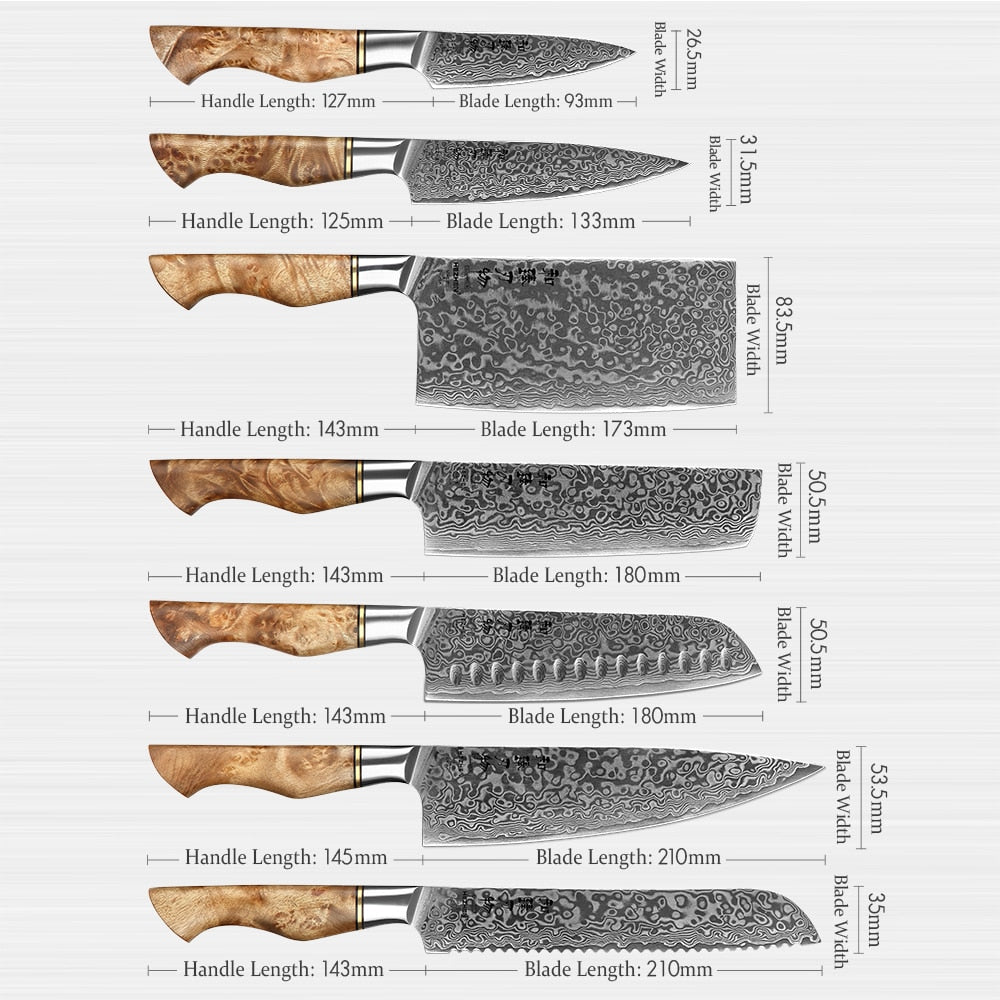HEZHEN set de 7 pièces - couteaux de cuisine professionnel