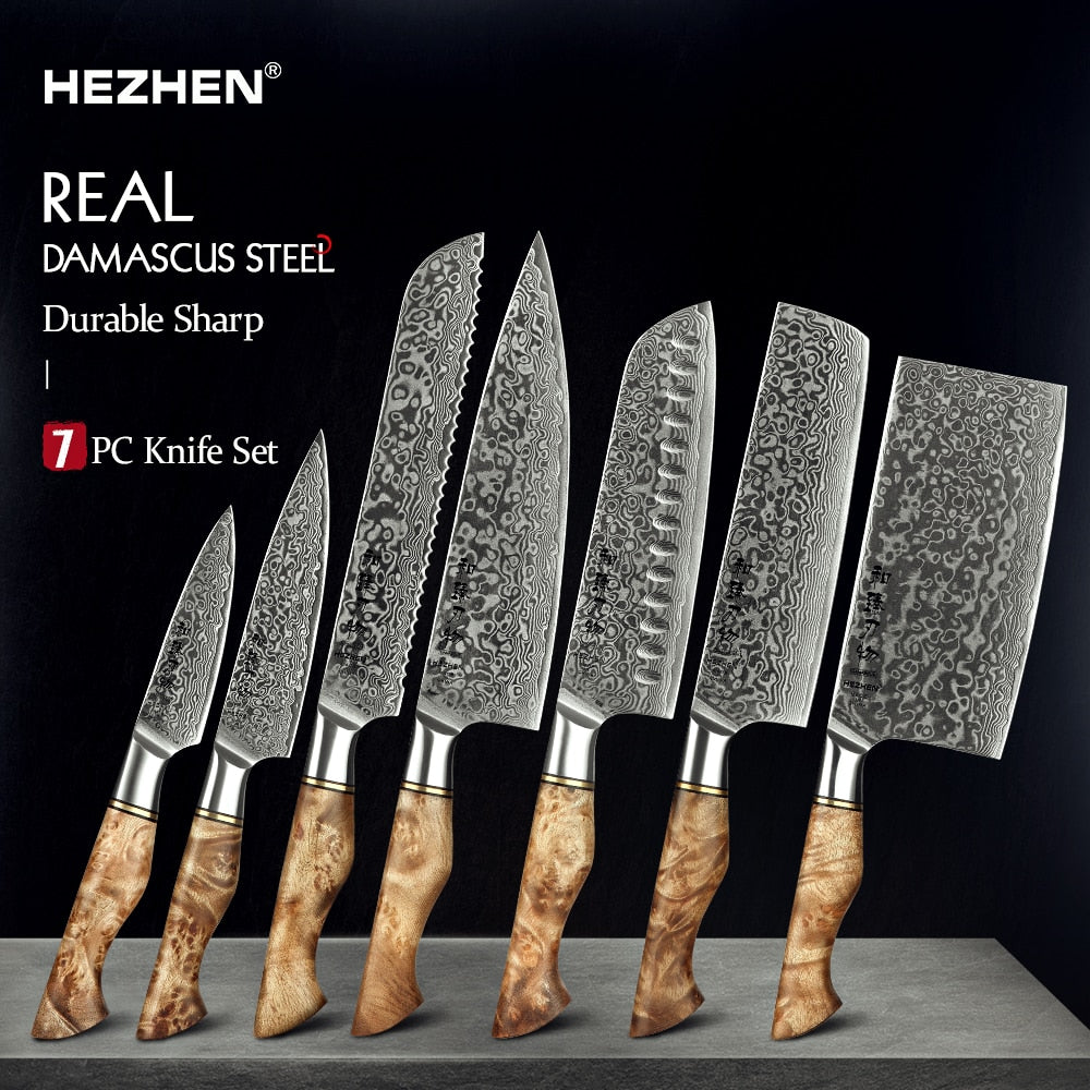 HEZHEN set de 7 pièces - couteaux de cuisine professionnel