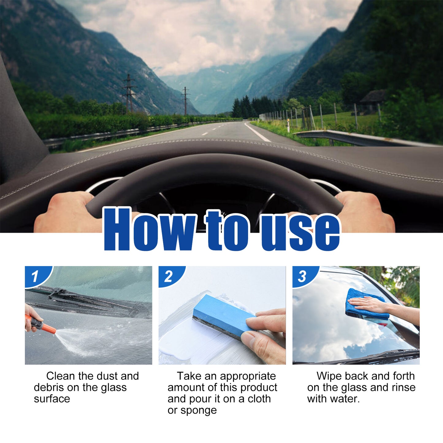 ATRUNMEA™- Nettoyant 2 en 1 pour taches sur les vitres du pare-brise avant de la voiture.