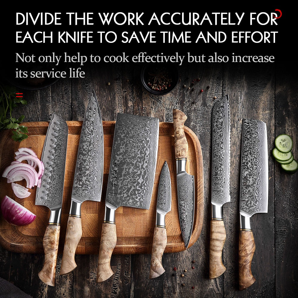 HEZHEN set de 7 pièces - couteaux de cuisine professionnel