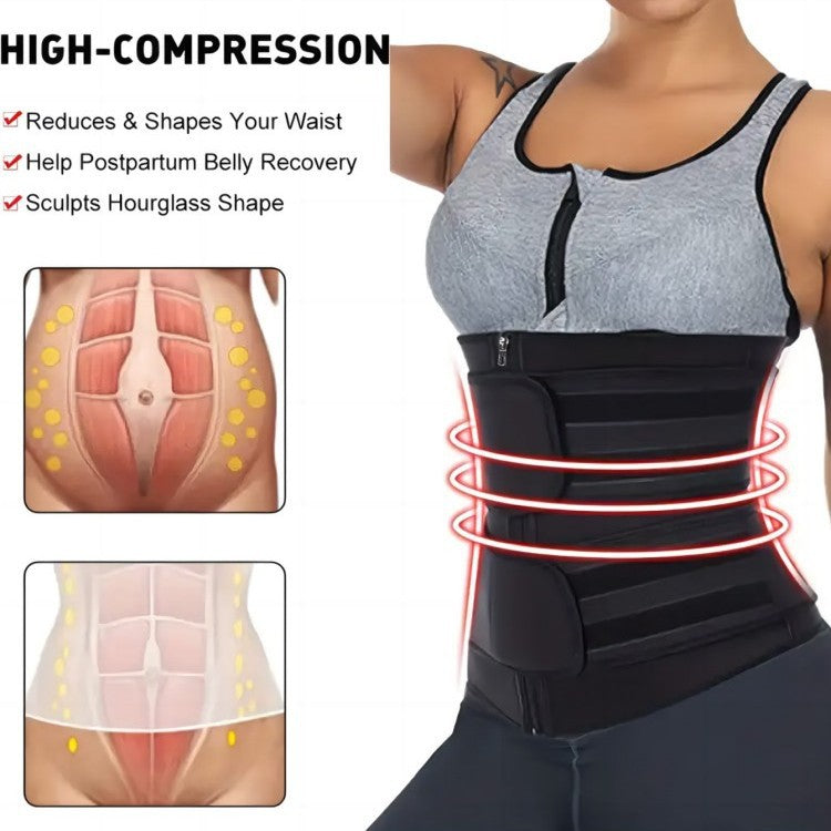 THEMEASHOP™ ÉPICERIE- Ceinture amincissante de sport transfrontalière pour femmes, résistante à la transpiration, avec fermeture éclair ajustable et ceinture abdominale renforcée.
