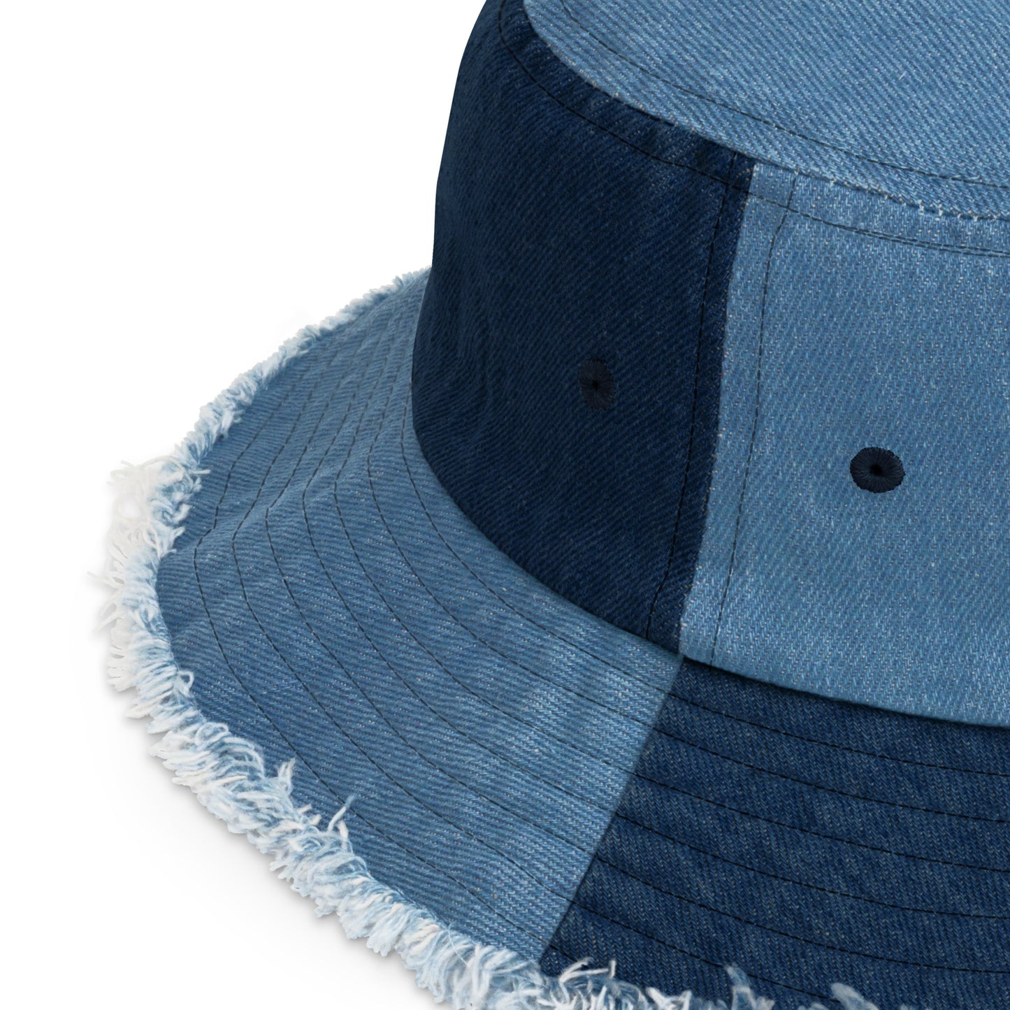 Distressed denim bucket hat