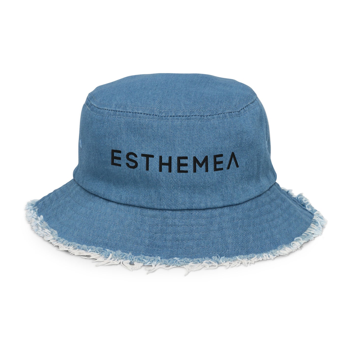 Distressed denim bucket hat